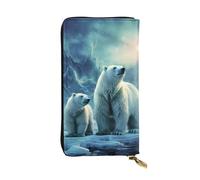 LKTPSKQRY Portefeuille fin en cuir pour femme avec porte-cartes et pochette zippée Motif ours polaires aurores boréales