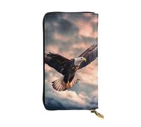 LKTPSKQRY Portefeuille fin en cuir pour femme avec porte-cartes et pochette zippée The Eagle Flies Bravely in The Sky
