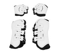 LKUREASDR Bottes de Tendon pour Chevaux, amortissantes, réglables, à Ouverture Frontale, pour Les boulets antérieurs et postérieurs, Protection des Membres ; Bottes de Cheval en PU et (M)