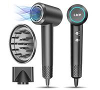 LKV Seche-Cheveux-Lonique Professionnel 200 Millions d'ions Négatifs Soin capillaire à ions négatifs Sèche-cheveux 2 minutes Sèche-cheveux puissant haute vitesse gris (2 diffuseurs)