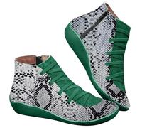 Lkvent Bottes Bottines courtes confortables à talon compensé for femmes, avec soutien de la voûte plantaire, en cuir imperméable, idéales for l'automne et le printemps Neige(Army Green,43)