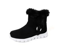 Lkvent Bottes Bottines d'hiver chaudes for femmes, bottines à enfiler, doublées de fourrure, confortables et élégantes, style mocassin décontracté. Neige(Svart,42)