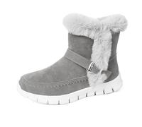 Lkvent Bottes Bottines d'hiver chaudes for femmes, bottines à enfiler, doublées de fourrure, confortables et élégantes, style mocassin décontracté. Neige(Grey,36)
