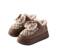 Lkvent Bottes Chaussons bottines d'hiver for femmes, ornés d'un joli nœud, chauds et antidérapants, doublure peluche. Neige(Dark Brown,40)