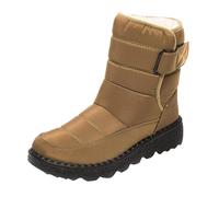 Lkvent Bottes de neige chaudes en tissu imperméable avec crochet et boucle confortables à bout rond et doublure en peluche pour l'hiver, kaki, 42 2/3 EU