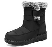 Lkvent Bottes de neige imperméables, chaudes doublées en peluche, bottes d'hiver mi-mollet avec semelle extérieure antidérapante pour l'hiver par temps froid, noir, 36 2/3 EU