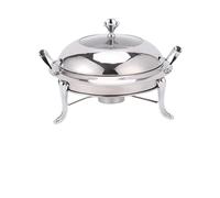 Lkvent Chauffe Plat Chafing Dish Rond en Acier Inoxydable Chafer Roll Top Chafer for Le dîner Servant Le Buffet Plus Chaud for Le Restaurant à la Maison Electrique(Silver,20cm)