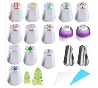 Lkvent décorer Ensemble de Douilles de Noël Russes, 27 pièces: 14 Douilles à glaçage, 11 Poches à Douille et 2 coupleurs. Durable