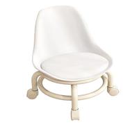 Lkvent escabeau marchepied Tabouret à roulettes avec Dossier, Tabouret à roulettes en Plastique avec roulettes universelles, Multifonctionnel for Salon, Chaise Robuste Petit(Wit)
