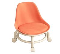 Lkvent escabeau marchepied Tabouret à roulettes avec Dossier, Tabouret à roulettes en Plastique avec roulettes universelles, Multifonctionnel for Salon, Chaise Robuste Petit(Oranje)