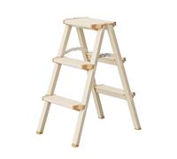 Lkvent escabeau marchepied Tabouret d'escalier Pliable en Alliage d'aluminium, Banc d'escalade Portable, adapté au Repos ou au Transport d'objets Hauts Petit(Brown White,Three Steps)