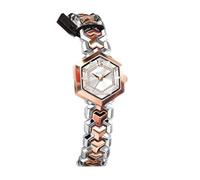 Lkvent Montre Enfant Lot de 2 Montres de Luxe for Femmes, Cadran Diamant, Montres-Bracelets hexagonales en Verre à Quartz, étanches, for Robe Assortie Digitale(Inter Rose Gold White)
