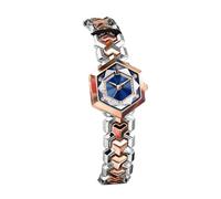 Lkvent Montre Enfant Lot de 2 Montres de Luxe for Femmes, Cadran Diamant, Montres-Bracelets hexagonales en Verre à Quartz, étanches, for Robe Assortie Digitale(Inter Rose Gold Blue)