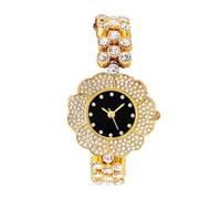 Lkvent Montre Enfant Montre À Quartz avec Strass Et Fleurs, Idéale for Les Fêtes d'anniversaire Et Les Événements Digitale(Gold,Wit)