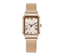 Lkvent Montre Enfant Montre à Quartz Classique à Plaque carrée for Femme avec Bracelet en Maille tissée et Chiffres Romains. Un Cadeau de Luxe léger adapté aux Femmes. Digitale(Rose)