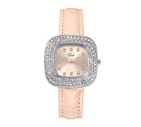 Lkvent Montre Enfant Montre à Quartz en Cuir for Femme, avec boîtier serti de Pierres, Montres à Quartz analogiques, Montre-Bracelet Tendance Haut de Gamme for Femmes. Digitale(Roze)