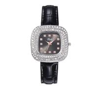 Lkvent Montre Enfant Montre à Quartz en Cuir for Femme, avec boîtier serti de Pierres, Montres à Quartz analogiques, Montre-Bracelet Tendance Haut de Gamme for Femmes. Digitale(Svart)