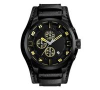 Lkvent Montre Enfant Montre à Quartz étanche for Homme, Multifonction, Sport, Large, en Cuir, idéale comme Cadeau Digitale(Black with Yellow)