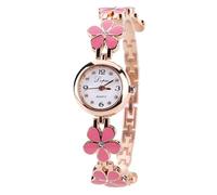 Lkvent Montre Enfant Montre-Bracelet à Quartz for Femme, Tendance, en Forme de Fleur, avec Cadran numérique en Strass, for Un Usage Quotidien Digitale(Roze)