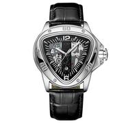 Lkvent Montre Enfant Montre-Bracelet à Quartz for Homme, Tendance, Triangulaire, Grand Cadran, Lumineuse, étanche, Assortie aux vêtements Digitale(Silver Black)