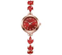 Lkvent Montre Enfant Montre-Bracelet de Luxe à Quartz for Femme, Style décontracté, avec Motif trèfle, idéale for s'agencer à Une Robe. Digitale(Rot)