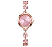 Lkvent Montre Enfant Montre-Bracelet de Luxe à Quartz for Femme, Style décontracté, avec Motif trèfle, idéale for s'agencer à Une Robe. Digitale(Roze)