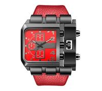 Lkvent Montre Enfant Montre chronographe carrée à Grand Cadran for Homme, Montre-Bracelet à Quartz, Tendance, décontractée et Formelle, Digitale(Rot)