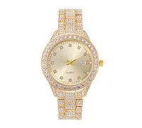 Lkvent Montre Enfant Montre de Luxe Unisexe à Quartz analogique avec Strass et Diamants, Grand Cadran, Chiffres Romains et Calendrier Digitale(Gold,Men)