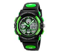 Lkvent Montre Enfant Montre électronique à Double Mouvement, Montre numérique de Sport, Multifonction, Lumineuse, étanche, idéale comme Cadeau for Homme Digitale(Groen)