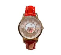 Lkvent Montre Enfant Montre en Cuir for Femme, Montre-Bracelet Classique for Femme, Chiffres Romains, étanche, à Quartz, Cadeau de Saint-Valentin Digitale(Rot)
