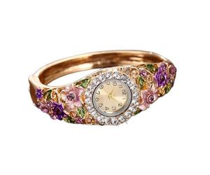 Lkvent Montre Enfant Montre Femme 2 pièces élégante Bracelet Cadran Rond avec Montres-Bracelets à Fleurs Montre-Bracelet en Alliage for Femme est Une Digitale(Lila)