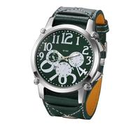 Lkvent Montre Enfant Montre Homme Steampunk à Quartz en Cuir, Grand Cadran Rond, Bracelet Large, for Un Anniversaire ou Un Festival Digitale(Groen)