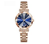 Lkvent Montre Enfant Montres-Bracelets Tendance for Femmes, Bracelet en Acier Inoxydable, étanche, Diamant, boîtier de 31 mm, Montre-Bracelet analogique à Quartz de Luxe for Dames Digitale(Blauw)
