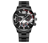 Lkvent Montre Enfant Montres d'affaires Classiques for Hommes, Bracelet élégante avec Calendrier Formelle en Acier Inoxydable, Robe légère Digitale(Black White)