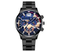 Lkvent Montre Enfant Montres d'affaires Classiques for Hommes, Bracelet élégante avec Calendrier Formelle en Acier Inoxydable, Robe légère Digitale(Black Blue)