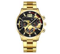 Lkvent Montre Enfant Montres d'affaires Classiques for Hommes, Bracelet élégante avec Calendrier Formelle en Acier Inoxydable, Robe légère Digitale(Gold)