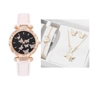 Lkvent Montre Enfant Montres Tendance minimalistes for Femmes, Coffret de Montres analogiques | Montres-Cadeaux en Cuir Rondes et Confortables au Quotidien Digitale(Wit)