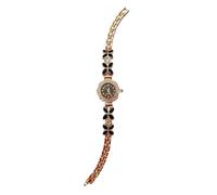 Lkvent Montre intelligente pour femme, lot de 2, tendance, étanche, à quartz, en forme de fleur, pour mariées et épouses, Rose/or/noir, One Size