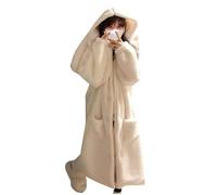 Lkvent robe de chambre Peignoir long en polaire pelucheuse de qualité supérieure avec oreilles de lapin for femme, doux et chaud coton(M)
