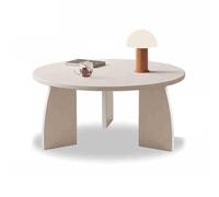 Lkvent Table basse ronde moderne en bois, table basse pour salon ou studio, multifonction, style rétro, petite (blanc, 80 x 42 cm)