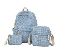 Lkvent travail Ensemble De Sacs À Dos À Nœud En Trois Pièces, Cartable En Coton For Étudiant, Grande Capacité, Joli Sac, Parfait For Les Voyages Retour à l'école(Blauw,Bring a doll)