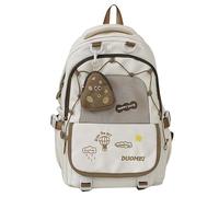 Lkvent travail Joli sac à dos d'école for filles, joli cartable for élèves du primaire, du collège et du lycée avec breloque fromage Retour à l'école(Wit)