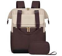 Lkvent travail Sac à dos léger for ordinateur portable avec port USB for hommes et femmes, sac à dos étanche for un usage quotidien, sac de voyage Retour à l'école(Brown)