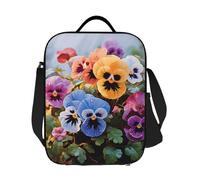 LKVNSWERT Sac à déjeuner isotherme pour femme et homme - Motif fleurs de pensées - Anti-fuite - Pour le travail, les voyages en plein air