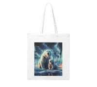 LKVNSWERT Sac fourre-tout en toile réutilisable avec motif papillon et hippopotame pour femme, Ours polaires aurores boréales, One Size