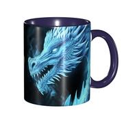 LKVNSWERT Tasse à café en porcelaine de 325 ml avec poignée, motif dragons de glace et de feu, tasse à café pour le bureau et la maison, tasse à latte pour thé et lait, tasses à thé en céramique
