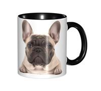 LKVNSWERT Tasse à café en porcelaine de 325 ml avec poignée, tasse à café bouledogue français pour bureau et maison, tasse à latte pour café, thé et lait, tasses à thé en céramique colorées à