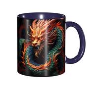 LKVNSWERT Tasse à café en porcelaine de 325 ml avec poignée, tasse à café en forme de dragon chinois pour bureau et maison, tasse à café latte pour café, thé et lait, tasses à thé colorées en