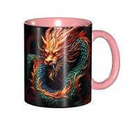 LKVNSWERT Tasse à café en porcelaine de 325 ml avec poignée, tasse à café en forme de dragon chinois pour bureau et maison, tasse à café latte pour café, thé et lait, tasses à thé colorées en