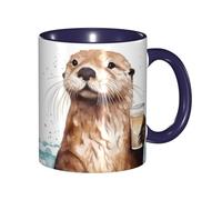 LKVNSWERT Tasse à café en porcelaine de 325 ml avec poignée, tasse à café en forme de loutre de mer pour le bureau et la maison, tasse à café latte pour café, thé et lait, tasses à thé colorées en